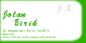 jolan birik business card